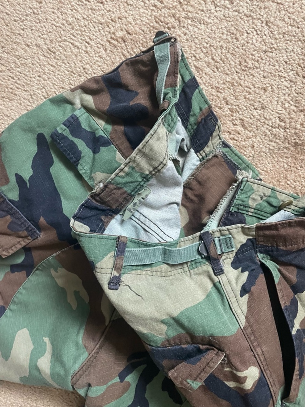 Men's or women’s Camo Cargo Pants - Woodland Green Brown - Picture 8 of 9